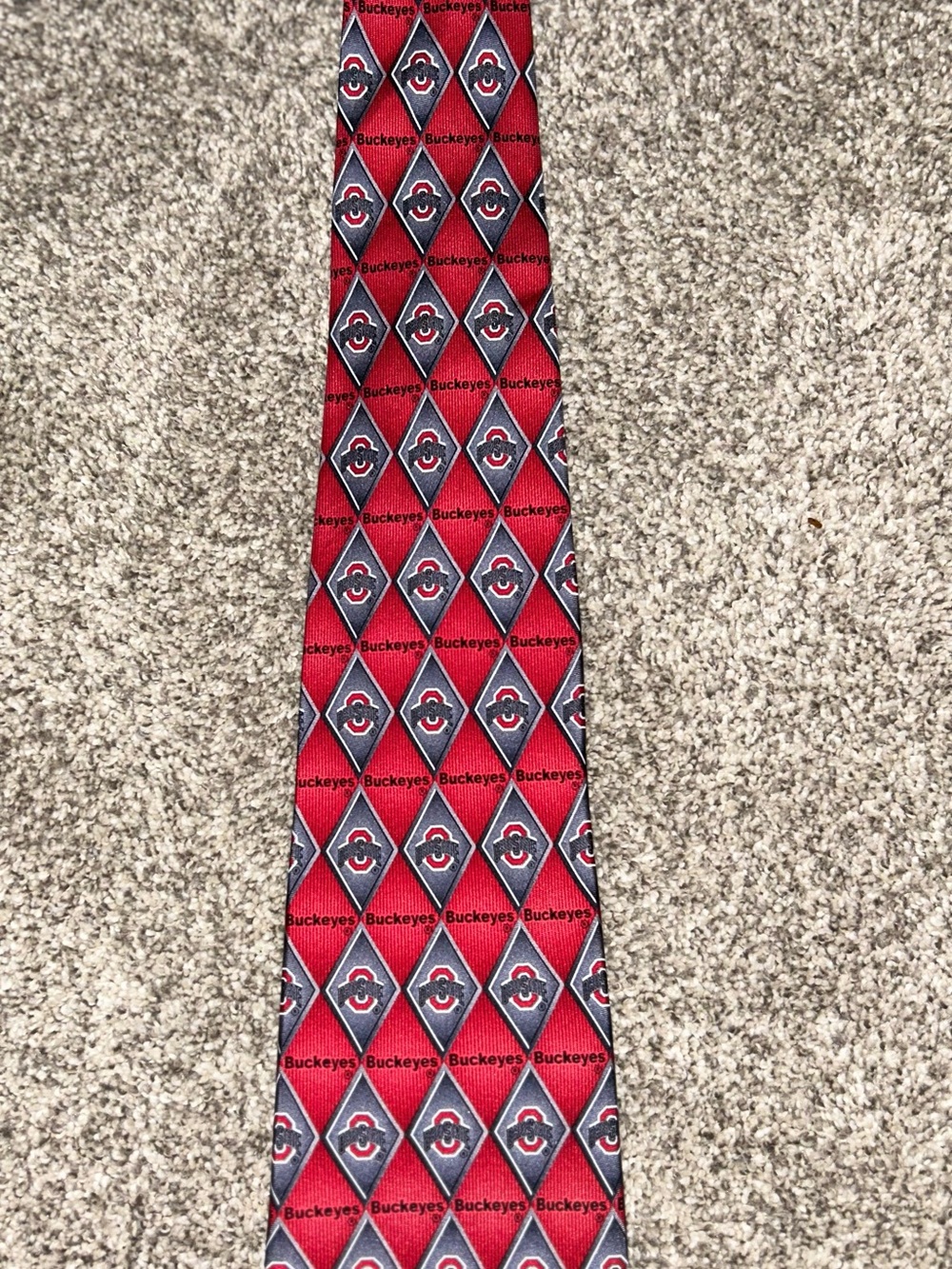 Men's Red Patterned Tie with Team Motif